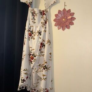 SHEIN Clasi Plus Floral Off The Shoulder High Low Wrap Hem Dress